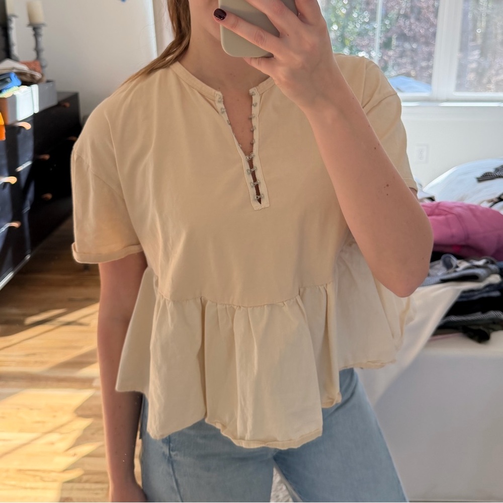 Zara Cream Peplum Top